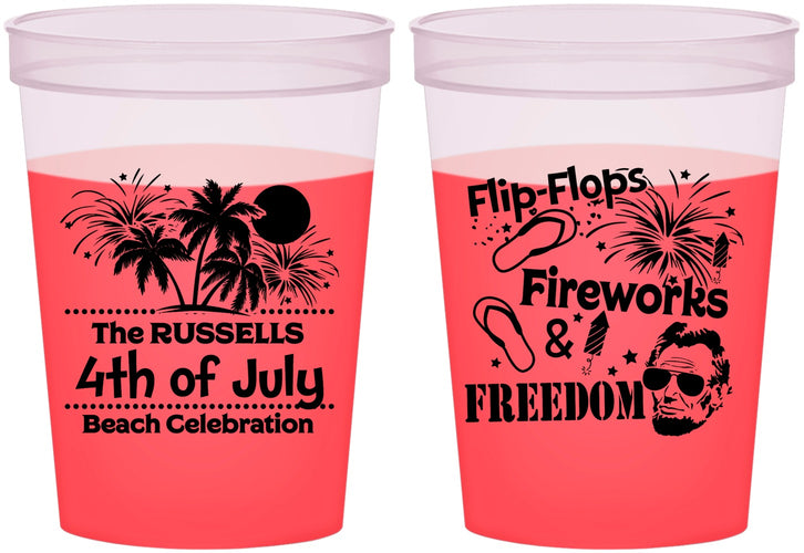 Custom 4th Of July 16 oz Color Changing Cups - Fireworks Beach | 220026