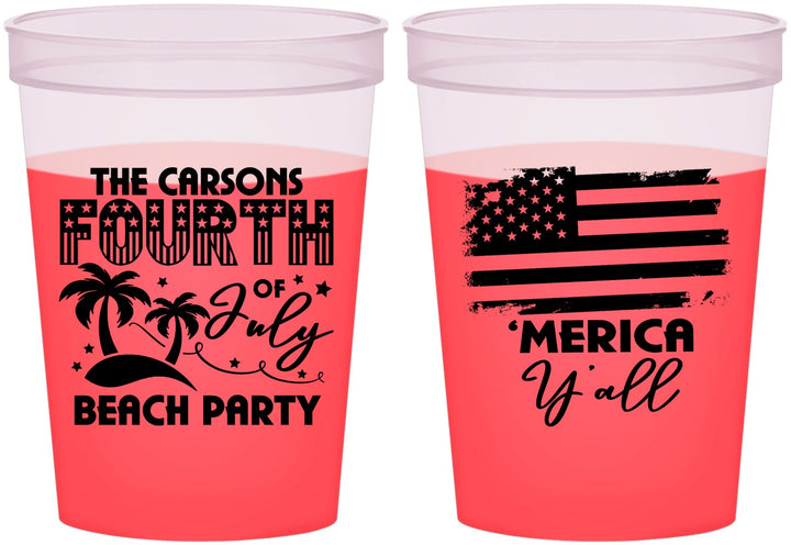 Custom 4th Of July 16 oz Color Changing Cups - Beach Merica Yall | 220027