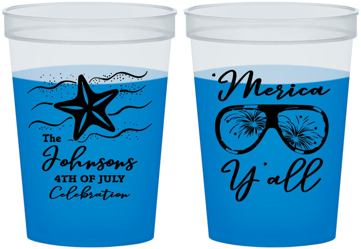 Custom 4th Of July 16 oz Color Changing Cups - Beach Merica Yall | 220028