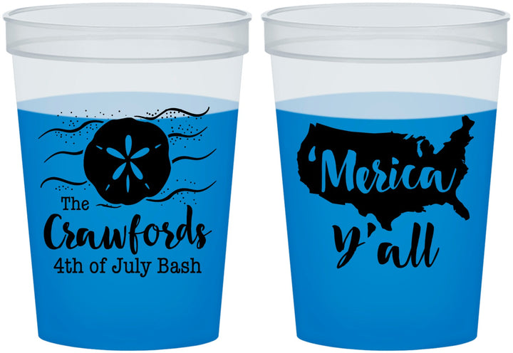 Custom 4th Of July 16 oz Color Changing Cups - Beach Merica Yall | 220029