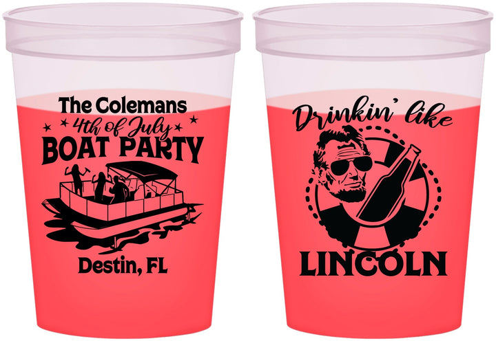Custom 4th Of July 16 oz Color Changing Cups - Drinkin Like Lincoln | 220032