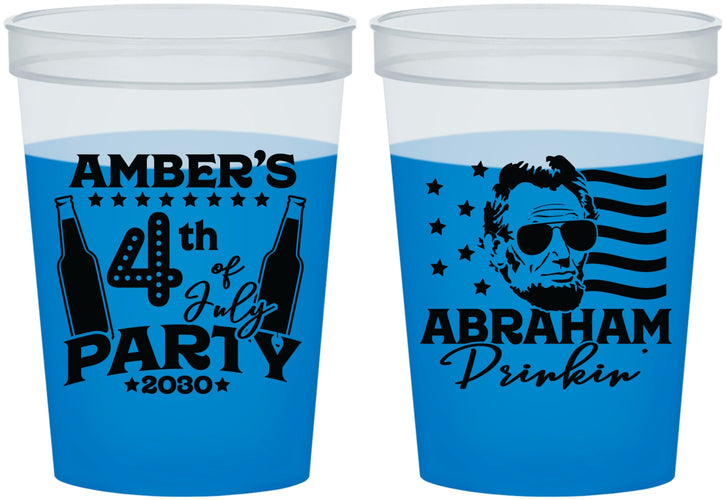 Custom 4th Of July 16 oz Color Changing Cups - Abraham Drinkin | 220037
