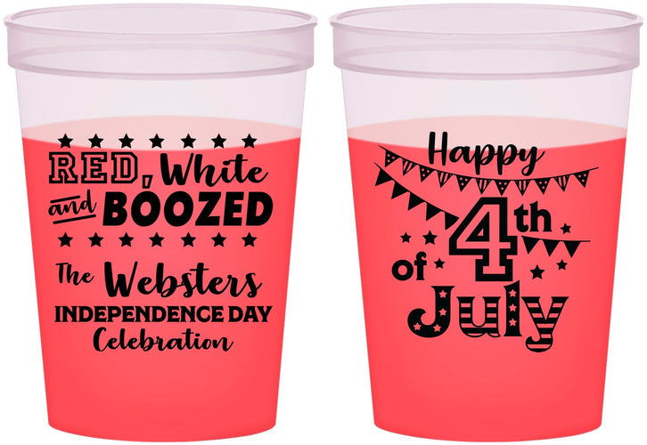 Custom 4th Of July 16 oz Color Changing Cups - Red White Booze | 220042
