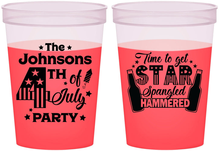 Custom 4th Of July 16 oz Color Changing Cups - Star Spangled Hammered | 220049