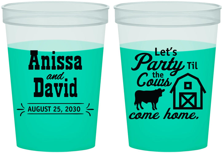 Custom Wedding 16 oz Color Changing Cups - Party Til The Cows Come Home | 222