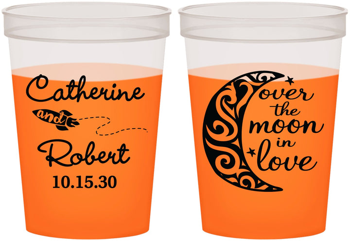 Custom Wedding 16 oz Color Changing Cups - Over The Moon In Love | 224
