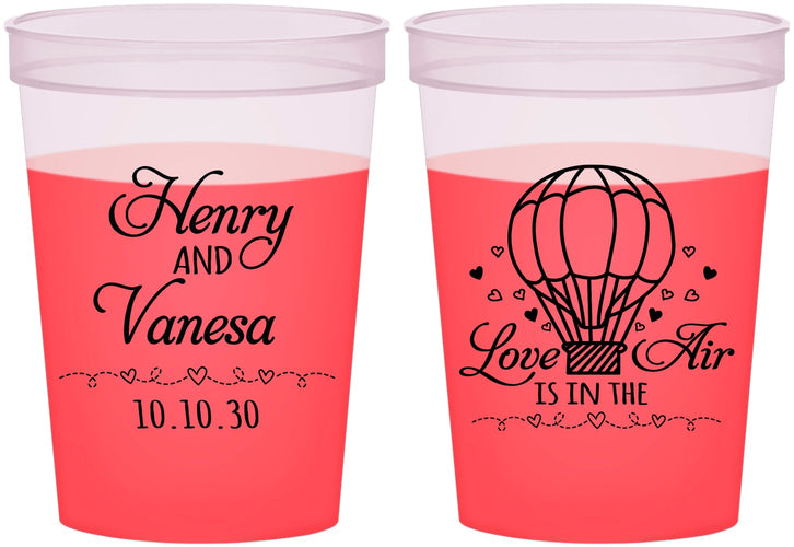 Custom Wedding 16 oz Color Changing Cups - Hot Air Balloon | 225
