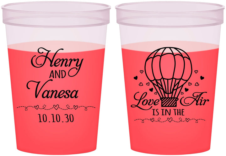 Custom Wedding 16 oz Color Changing Cups - Hot Air Balloon | 225
