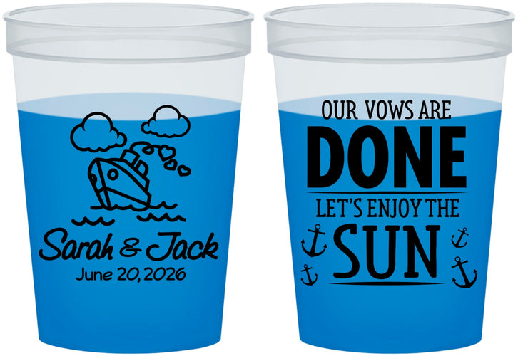 Custom Wedding 16 oz Color Changing Cups - Vows Are Done Cruise | 229
