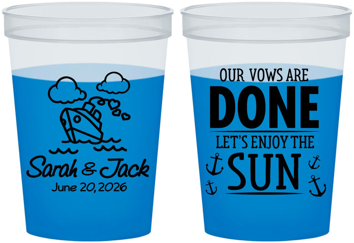 Custom Wedding 16 oz Color Changing Cups - Vows Are Done Cruise | 229