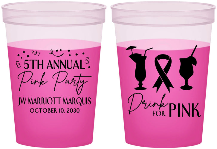 Custom Awareness 16 oz Color Changing Cups - Drink For Pink | 230001