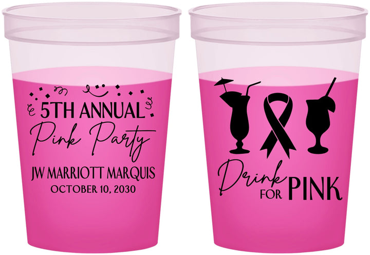 Custom Awareness 16 oz Color Changing Cups - Drink For Pink | 230001