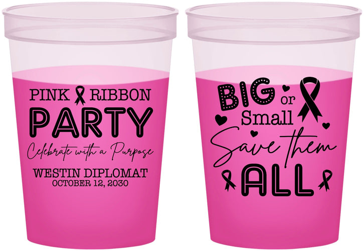 Custom Awareness 16 oz Color Changing Cups - Pink Ribbon | 230004