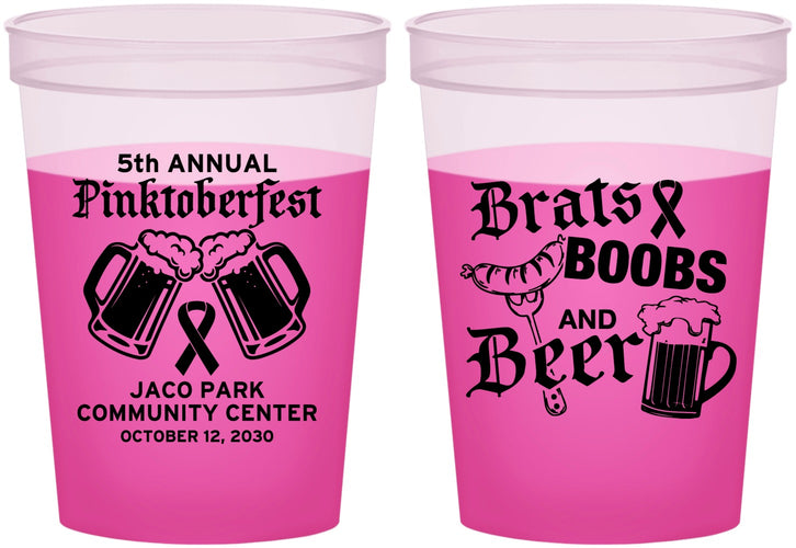 Custom Awareness 16 oz Color Changing Cups - Brats Boobs Beer | 230012