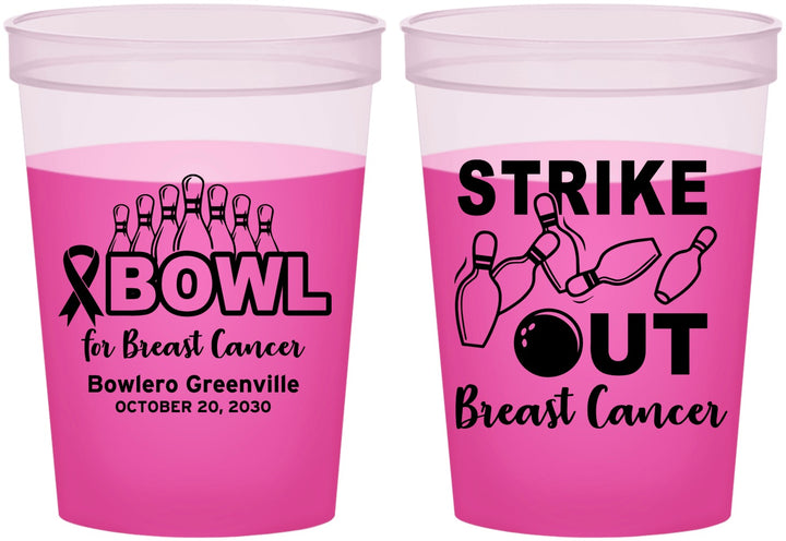Custom Awareness 16 oz Color Changing Cups - Bowling Strike Out | 230015