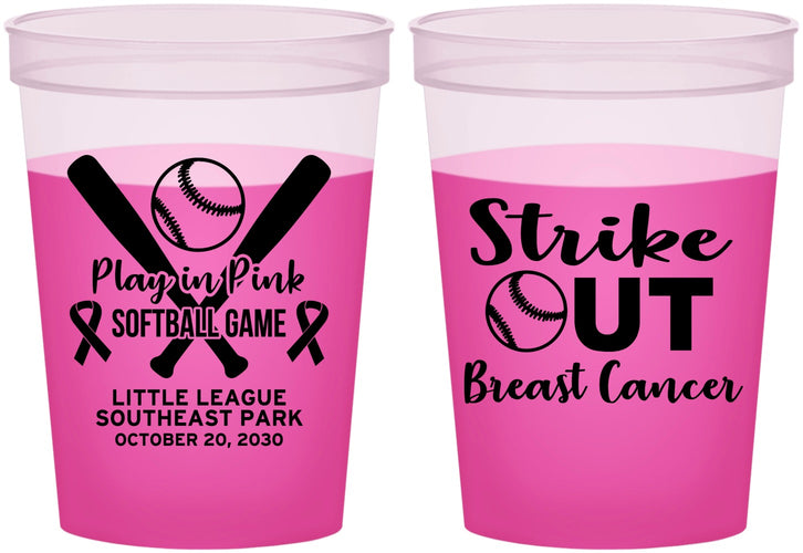 Custom Awareness 16 oz Color Changing Cups - Baseball Strick Out | 230016