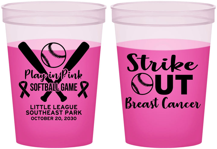Custom Awareness 16 oz Color Changing Cups - Baseball Strick Out | 230016