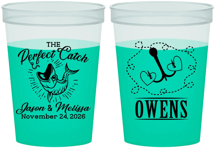 Custom Wedding 16 oz Color Changing Cups - The Perfect Catch | 232