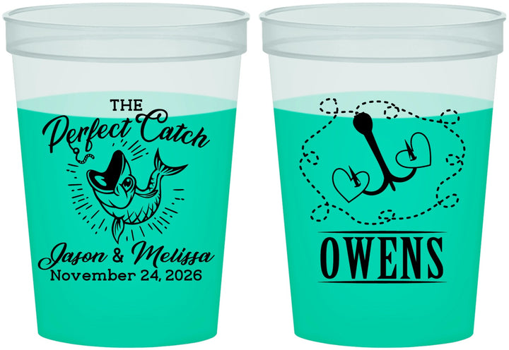 Custom Wedding 16 oz Color Changing Cups - The Perfect Catch | 232