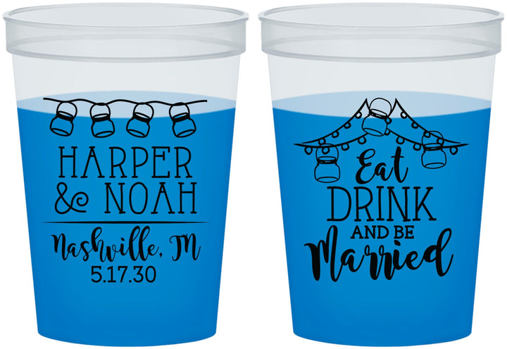 Custom Wedding 16 oz Color Changing Cups - Eat Drink Be Married | 235