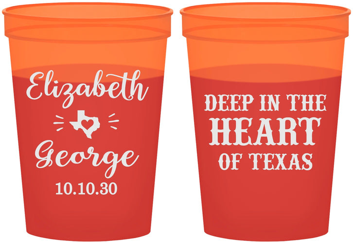 Custom Wedding 16 oz Color Changing Cups - Deep In The Heart Of Texas | 237