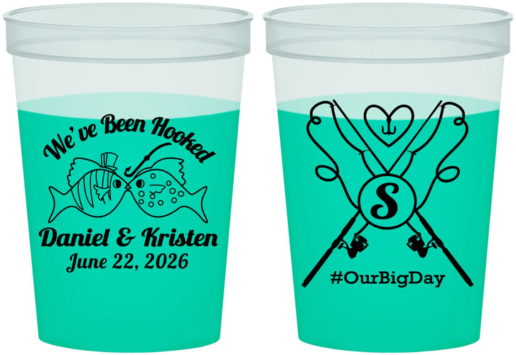 Custom Wedding 16 oz Color Changing Cups - Been Hooked Fishing | 238