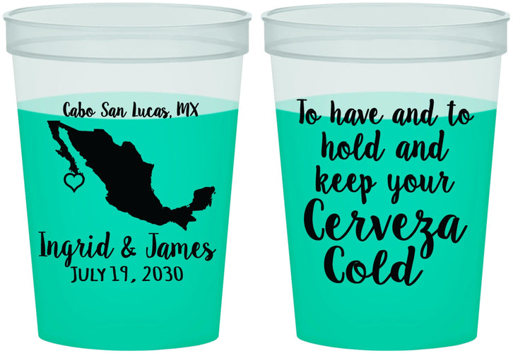 Custom Wedding 16 oz Color Changing Cups - Cerveza Mexico | 240