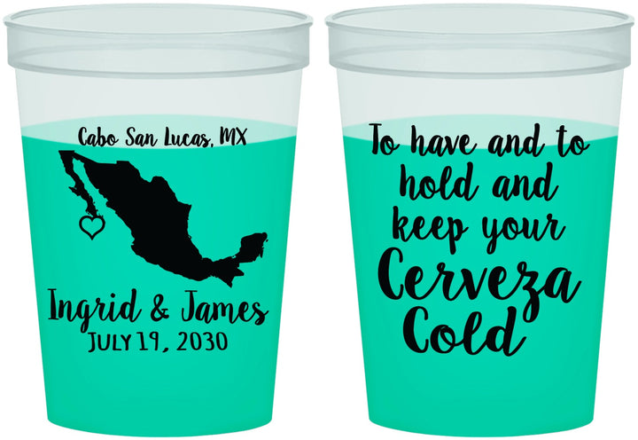 Custom Wedding 16 oz Color Changing Cups - Cerveza Mexico | 240