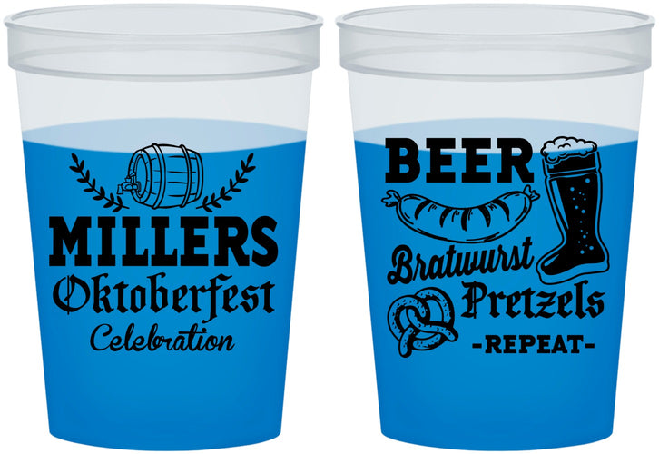 Custom Oktoberfest 16 oz Color Changing Cups - Bratwurst Pretzels | 240007