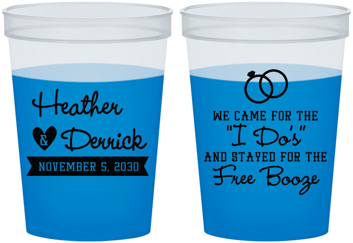 Custom Wedding 16 oz Color Changing Cups - I Do Free Booze | 243