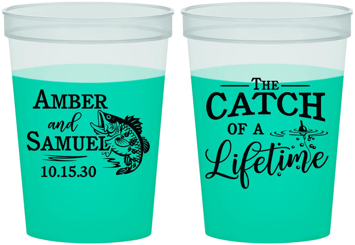 Custom Wedding 16 oz Color Changing Cups - Catch Of A Lifetime Fish | 246