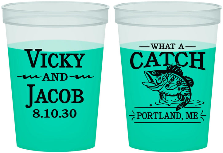 Custom Wedding 16 oz Color Changing Cups - What A Catch Fish | 247