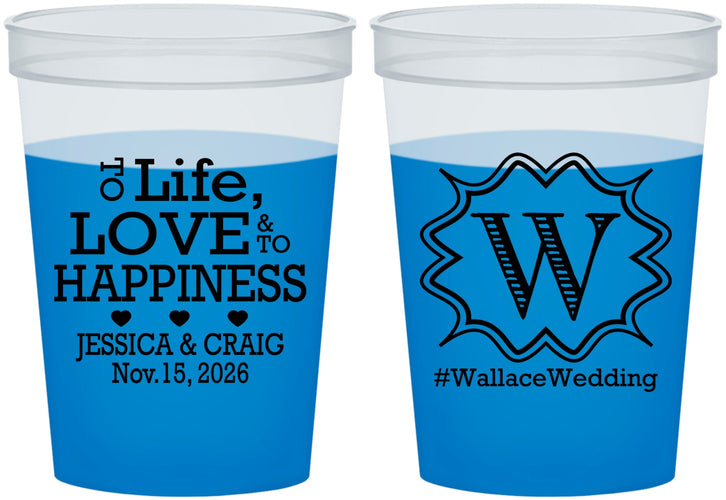Custom Wedding 16 oz Color Changing Cups - Life Love Happiness | 248