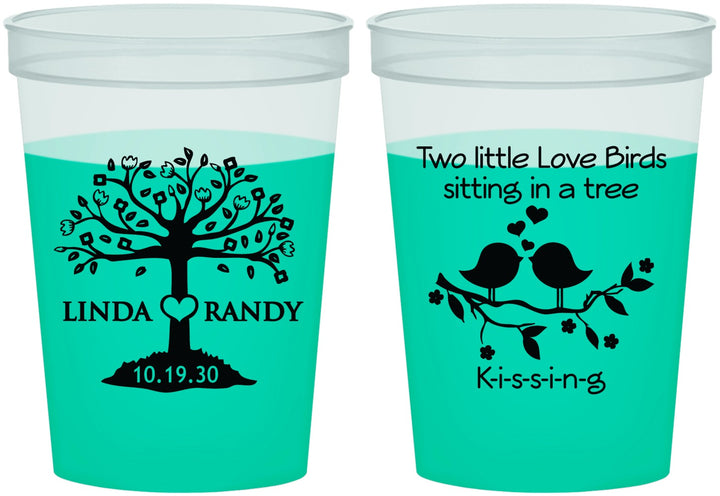 Custom Wedding 16 oz Color Changing Cups - Two Little Love Birds | 249