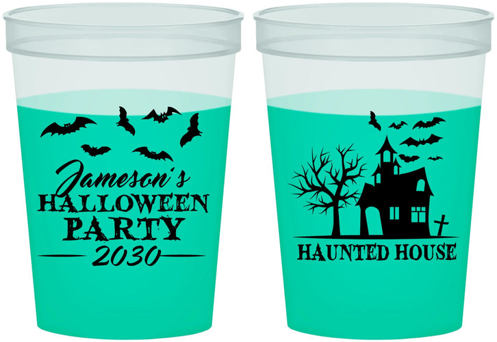 Custom Halloween 16 oz Color Changing Cups - Haunted House | 250006
