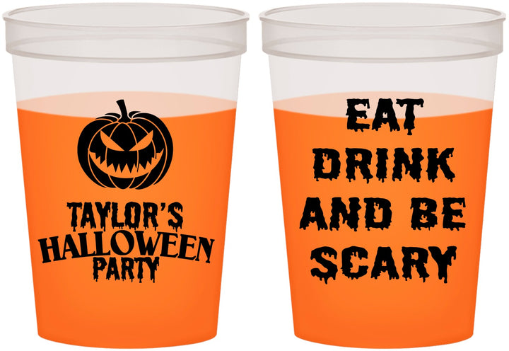Custom Halloween 16 oz Color Changing Cups - Scary Pumpkin | 250008
