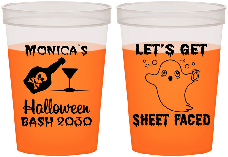 Custom Halloween 16 oz Color Changing Cups - Ghost Sheet Faced | 250009