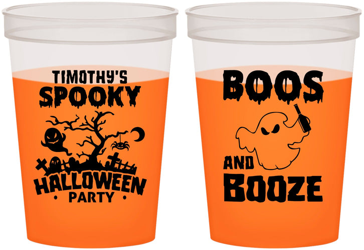 Custom Halloween 16 oz Color Changing Cups - Boos And Booze | 250041