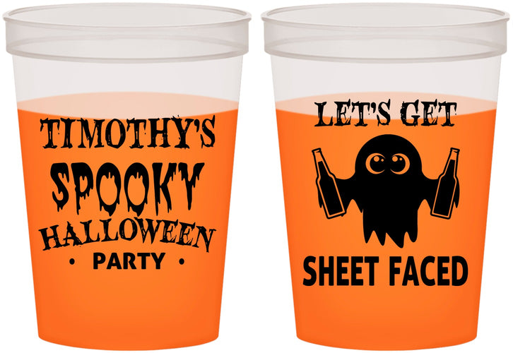 Custom Halloween 16 oz Color Changing Cups - Ghost Sheet Faced | 250044