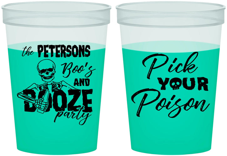 Custom Halloween 16 oz Color Changing Cups - Boos And Booze | 250054