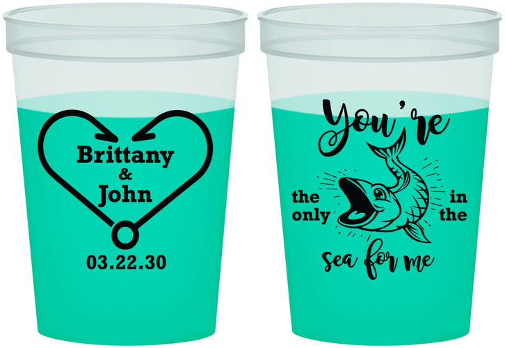 Custom Wedding 16 oz Color Changing Cups - Fish In The Sea For Me | 254