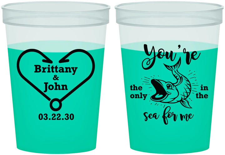 Custom Wedding 16 oz Color Changing Cups - Fish In The Sea For Me | 254