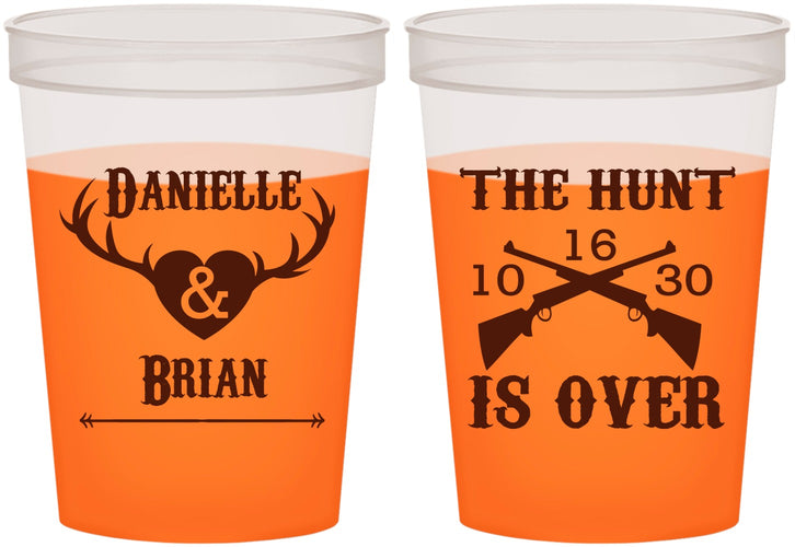 Custom Wedding 16 oz Color Changing Cups - The Hunt Is Ove | 258