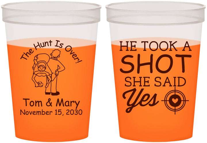 Custom Wedding 16 oz Color Changing Cups - He Took A Shot She Said Yes | 259