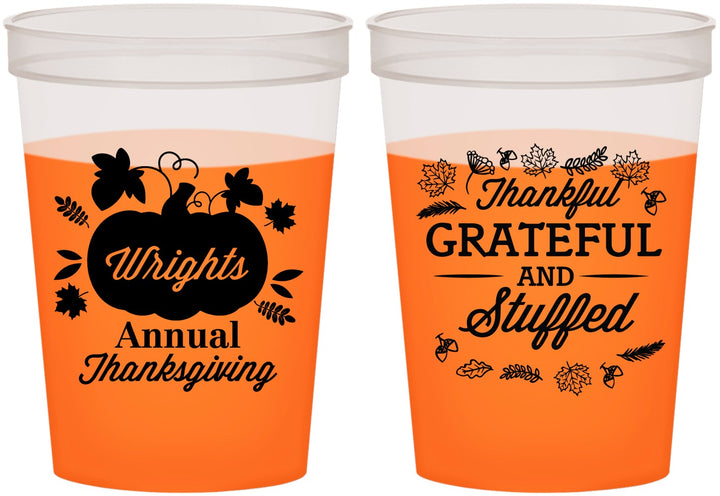 Custom Thanksgiving 16 oz Color Changing Cups - Grateful And Stuffed | 260000