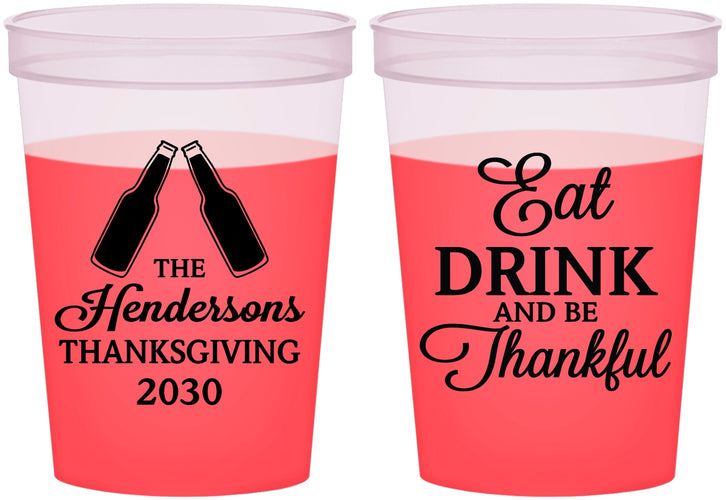 Custom Thanksgiving 16 oz Color Changing Cups - Eat Drink Thankful | 260001