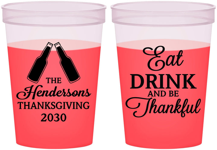 Custom Thanksgiving 16 oz Color Changing Cups - Eat Drink Thankful | 260001