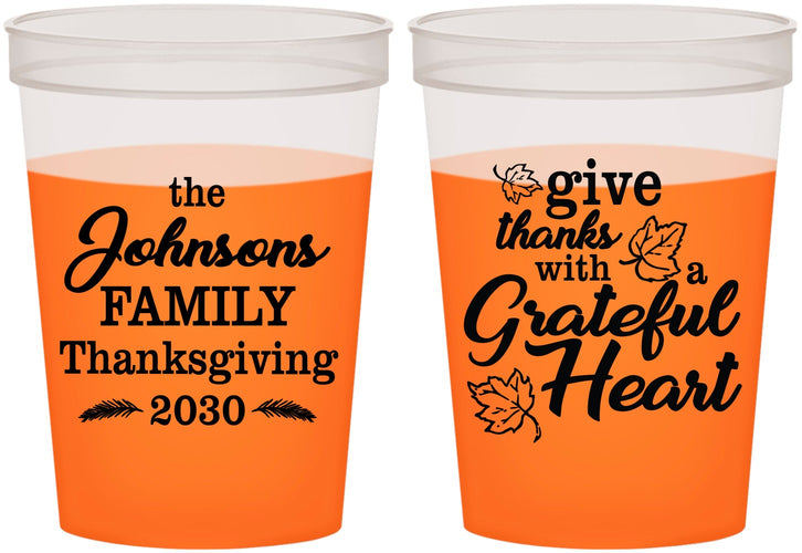 Custom Thanksgiving 16 oz Color Changing Cups - Grateful | 260006