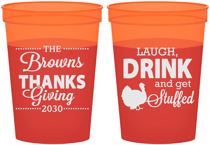 Custom Thanksgiving 16 oz Color Changing Cups - Laugh Drink Stuffed | 260007