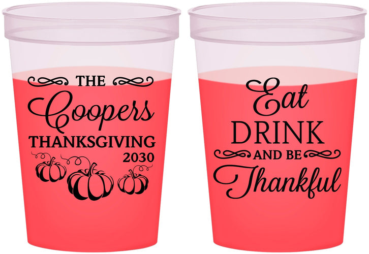 Custom Thanksgiving 16 oz Color Changing Cups - Eat Drink Thankful | 260009